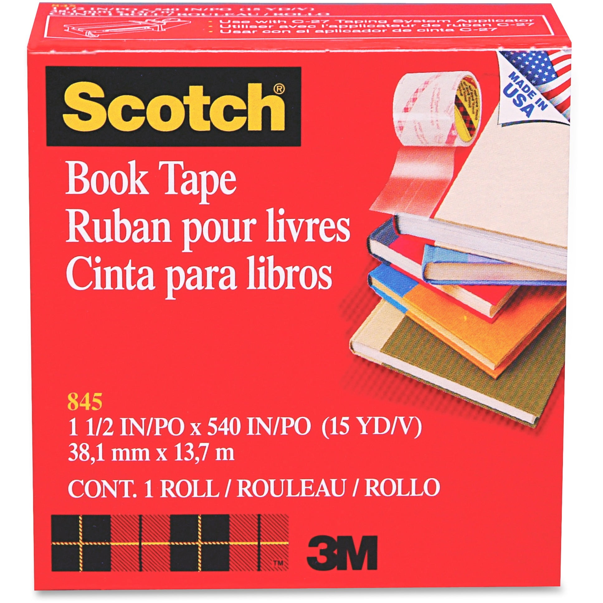 Scotch Book Tape, Clear, 1 Roll (Quantity)