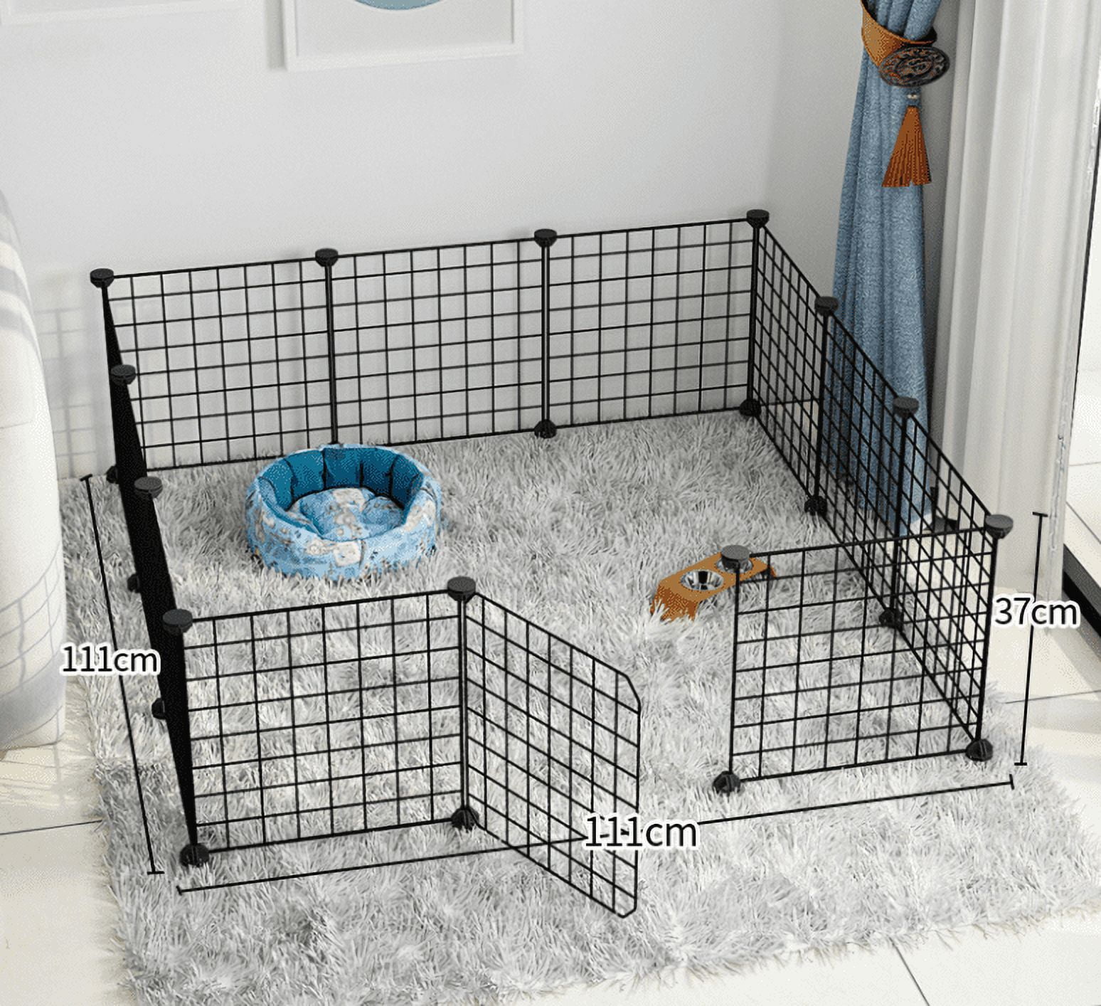 PandaTop Pet Playpen with Door, Foldable Metal Exercise Pet Play Pen, Pet Fence Yard Fence for Guinea Pigs, Bunny, Ferrets, Mice, Hamsters, Hedgehogs, Puppies, Turtles-12 Panel,Black