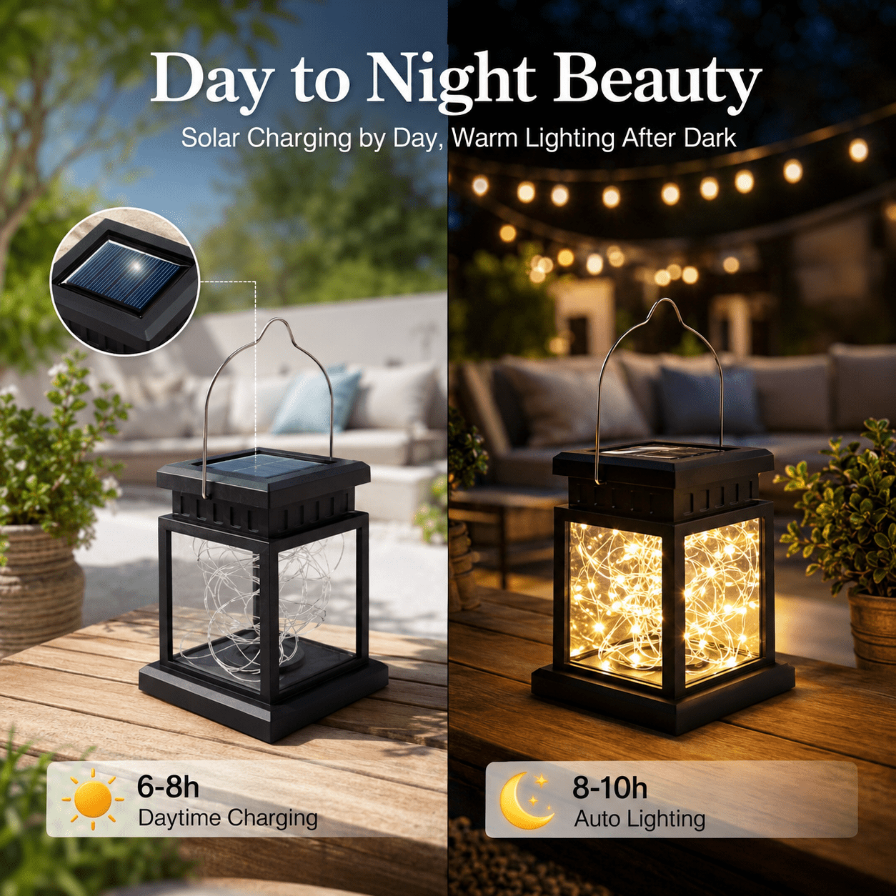 MEHOOM 4 Pack Outdoor Solar Lanterns Warm White, 40 LED Vintage Palace Hanging Decorative Garden Lights, Waterproof Solar Powered Lights for Patio, Yard, Balcony, Christmas Decorations Outdoor