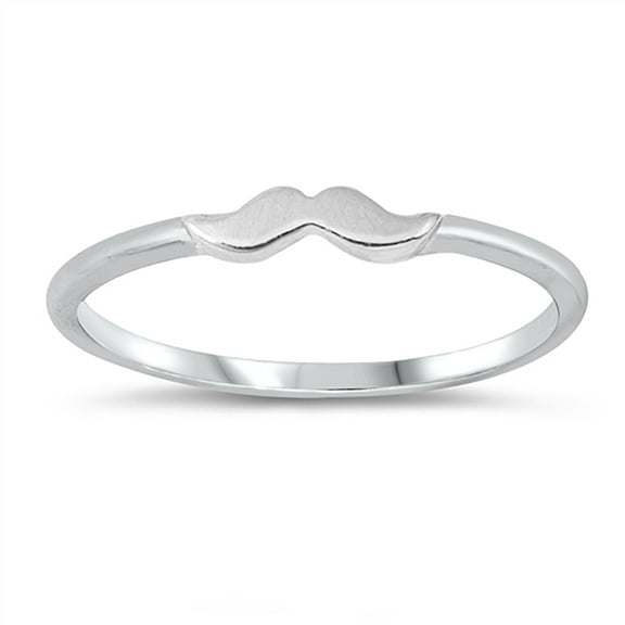 All In Stock Small Mustache High Polished Sterling Silver Ring Size 5