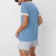 thumbnail image 5 of Blusa de manga larga,Camiseta holgada informal con cuello en V para mujer, blusa de manga corta con patchwork, poliéster, corte cómodo, uso diario, sopatenor, 5 of 8