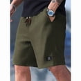 thumbnail image 4 of Mens Shorts with Pockets and Drawstring Jacquard Texture Casual Men's Shorts Waffle Knit Short, Army Green, L, 4 of 4