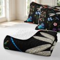 thumbnail image 4 of Erosebridal Boho Dragonfly Bed Spread Queen,Graceful Floral Queen Coverlet Set,Black Orange,3pcs,1 Quilt and 2 Pillowcases, 4 of 7