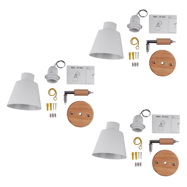 3X Luces de Pared de Madera Lámpara de Pared de Noche Lámpara de Pared de Dormitorio Aplique para Cocina Lámpara de Pared Apliques Nórdicos (Blanco)