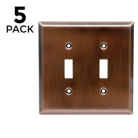 Ge Double Switch - GE 57383 Double Switch Wall Plate (5 Pack), Copper Finish