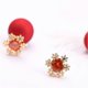 thumbnail image 2 of Trendy Women Lady Anti allergic Red Faux Pearl Alloy Ear Stud, 2 of 4