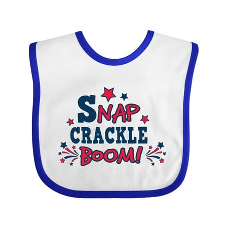

Inktastic 4th of July Snap Crackle Boom with Red and White Fireworks Gift Baby Boy or Baby Girl Bib