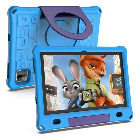 T&C 10.1 Inch Kids Tablet PC, IPS Screen   Capacitive Multi Touch, Powered by New Android 12- 3GB Ram   64GB Rom- Blue Case
