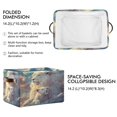 thumbnail image 3 of WOBOGO White Maned Lions Square Storage Basket with Waterproof Canvas and PE Lining Durable PU Leather Handles 14.2×10.2×8.3in, 3 of 9