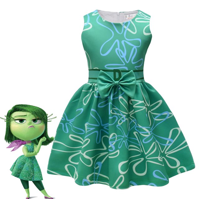 Disfraz de princesa Disney Inside Out Joy Disgust + peluca para niñas, para Halloween, carnaval, cumpleaños, disfraces de felicidad