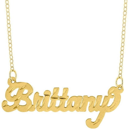 10K GOLD BRITTANY STYLE NAME PLATE WITH DIAMOND CUT (INCLUDES 18 FIGARO CHAIN)