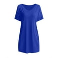 thumbnail image 4 of Robe Décontractée pour Femmes Été Casual T-Shirt Robe V-Cou Manches Courtes Mi-Longueur Robe Poches Vêtements pour Femmes 3XL Jaune, 4 of 6