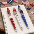 thumbnail image 5 of 9Pcs USA Flag Star DIY Beaded Pen Set, 9ML Patriotic Red White Blue Silicone Bead Pen Kit, Refillable Sturdy for Office Desk Stationery, 4th of July Independence Day Holiday Gift, 5 of 7