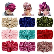 9 Pack Solid Soft Velvet Stretchy Knot Bowknot Hair Bows Wide Headbands Headwraps Autumn Winter Hair Accessories for Baby Girls Infants Toddlers Kids