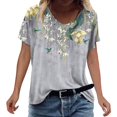thumbnail image 4 of PENGXIANG Femmes Imprimé Été Manches Courtes O Tee-Shirt Tops, 4 of 6
