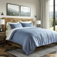thumbnail image 2 of EVERGRACE Tencel Lyocell Cooling Duvet Cover Set Queen Size 3 Piece, 100% Natural Eucalyptus Lyocell Fiber from Austria, Luxury Silky Soft Comforter Cover with 2 Shams, Stormy Blue, 92"x88", 2 of 8
