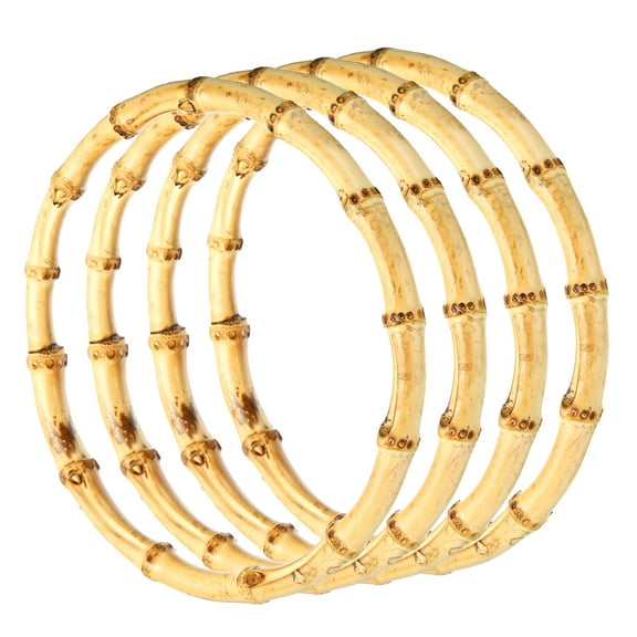 Uxcell 6.7 Inch Bamboo Purse Handles,, 4 Pcs Round Replacement Handmade Rings, Wood