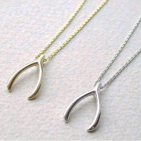 - ON SALE - Make A Wish Silver Wishbone Necklace Silver