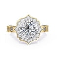 thumbnail image 2 of IGI Certified Lab Grown Diamond Engagement Ring | Center 7.5MM Cushion Cut Beaded Floral Halo Wedding Rings For Women In 18K Solid Yellow Gold | F-G, VS-SI Quality (2.55 Ctw) Ring Size-4.5, 2 of 7