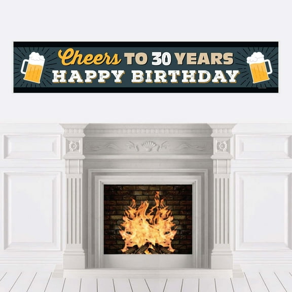 Big Dot of Happiness Cheers and Beers to 30 Years - Happy 30th Birthday Decorations Party Banner