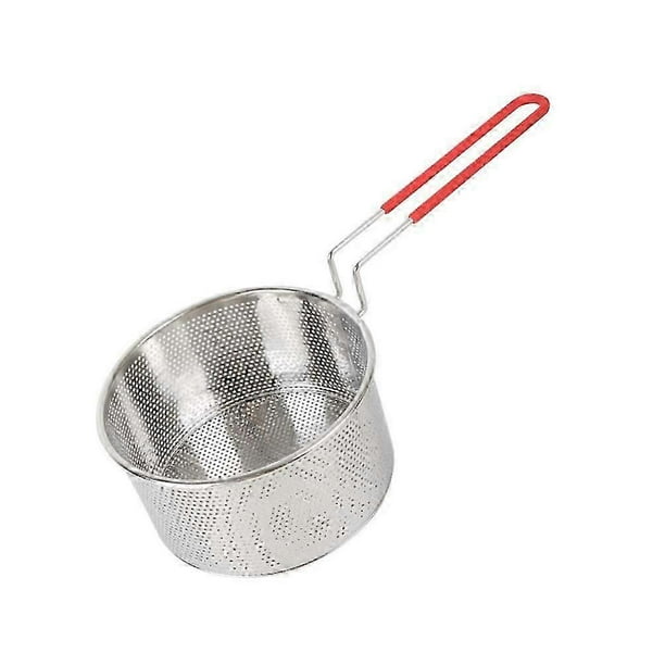 Stainless Steel Round Metal Strainer Deep Fry Basket 20cm for Home Cooking, Durable and Heat-Resistant Cooking Tool
