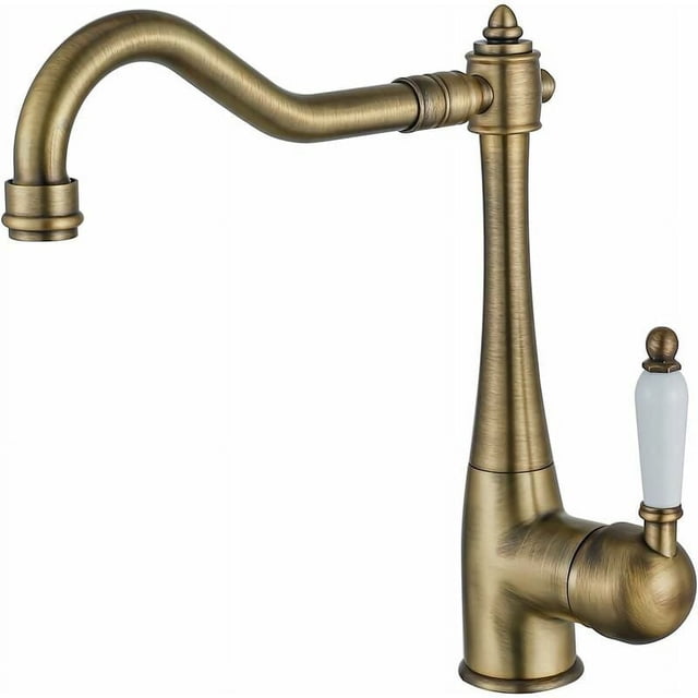 Antique Brass Kitchen Sink Faucet With 360-degree Rotation For Optimal Cleaning Flexibility, Ceramic Valve Core Ensuring Durability And Performance, Ideal For Any Sink Configuration
