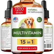15-in-1 Liquid Multivitamin for Dogs & Cats - Glucosamine for Dogs, Cranberry, Vitamin B Complex - Balanced Ingredients for Joint, Digestive, Immune, Skin & Coat and UTI Support - US Made - 2.0Fl Oz