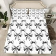 thumbnail image 2 of Manfei Girls Black Ribbon Queen Sheet Sets, Cartoon Bowknot Bow-tie Flat Sheet, Princess Bow Style Queen Fitted Sheet, Luxury Bedroom Decor, 4 Pieces, 2 of 7