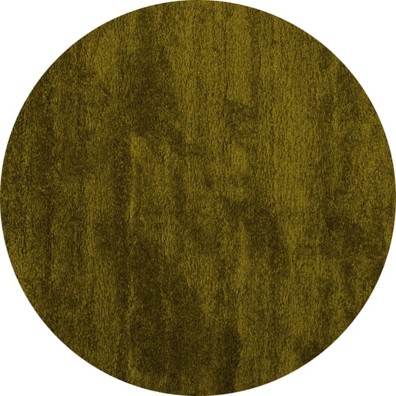 Ahgly Company Indoor Round Abstract Yellow Contemporary Area Rugs, 8' Round