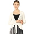 thumbnail image 1 of Women's Tie Front Metallic Ruffled Long Sleeve Open Cardigan, 1 of 6