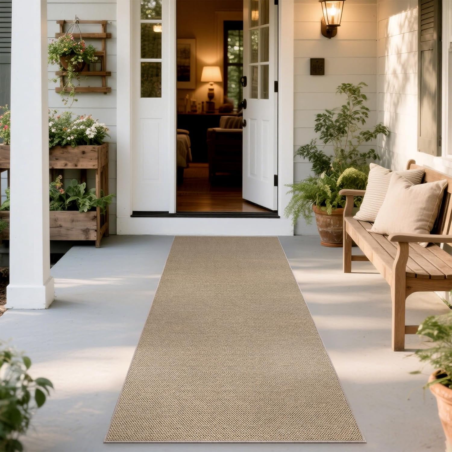 Findosom 2'x6' Jute Washable Runner Rug Non Slip Natural Woven Texture Floor Carpet Farmhouse Rug for Living Room,Bedroom,Kitchen,Entryway,Outdoor,Patio Rug,Stain Resistant Rustic Rugs,Natural