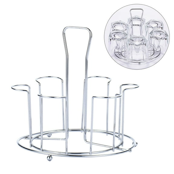 unbranded  Drain Storage Rack Water Cup Holder Wire Wine and Saucer Display Stand Silver