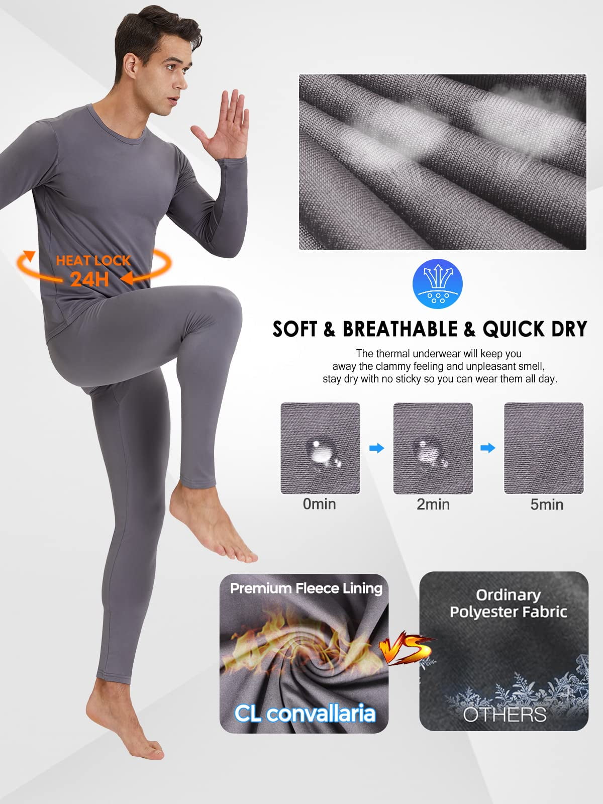 Caleçon Long Homme Thermo-Doublé - Pantalon Thermique En Polaire Douce, Coupe-Vent, Taille Élastique | Pour Sport Et Loisirs Hiver
