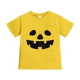thumbnail image 3 of Bobifish Little Girls Halloween Graphic T-Shirt Short Sleeve Crewneck Top Pumpkin Print Fun Tee For Kid, 3 of 5