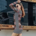 thumbnail image 4 of QUEEN OF HEARTS PLAYING CARDS ARTWORK GREY Women's Long Sleeve Bodycon Dress Soft Stretchy For Everyday Wear And Special Occasions, 4 of 6