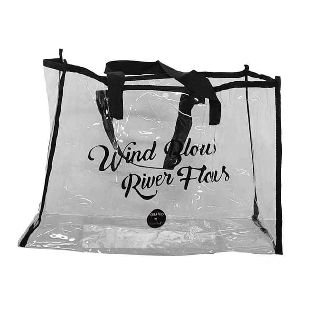 Bolso de mano Yinane transparente de PVC para viaje y almacenamiento de maquillaje Negro