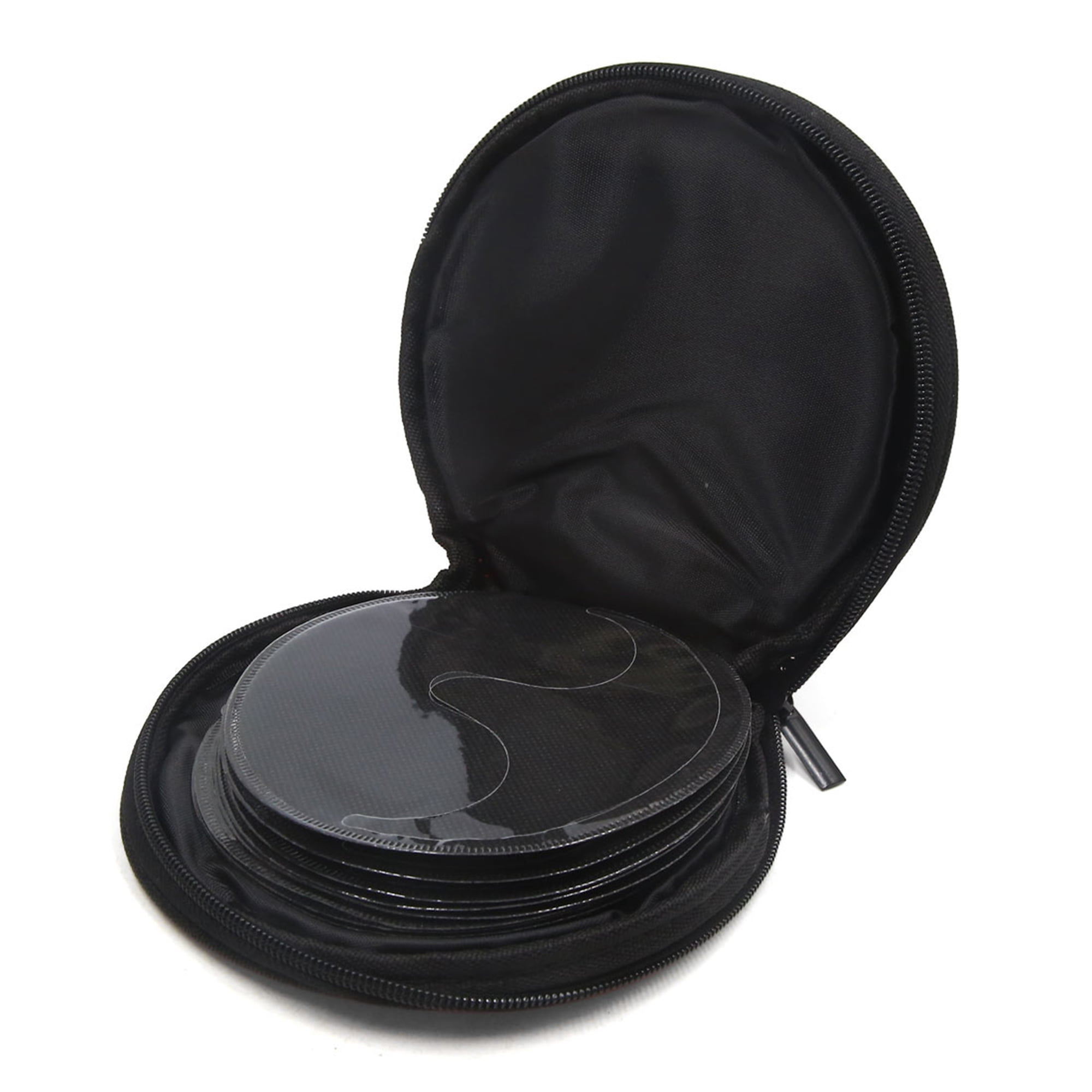 Unique Bargains Zipper Round CD Discs Holder Bag Storage Carry Case Wallet Gray