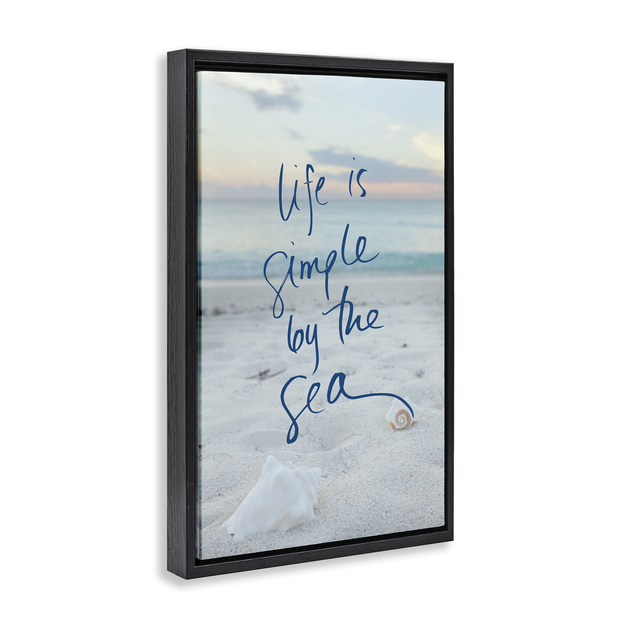 Stupell Industries Simple By The Sea Coastal Painting Black Floater Framed Canvas Art Print Wall Art, 17 x 25