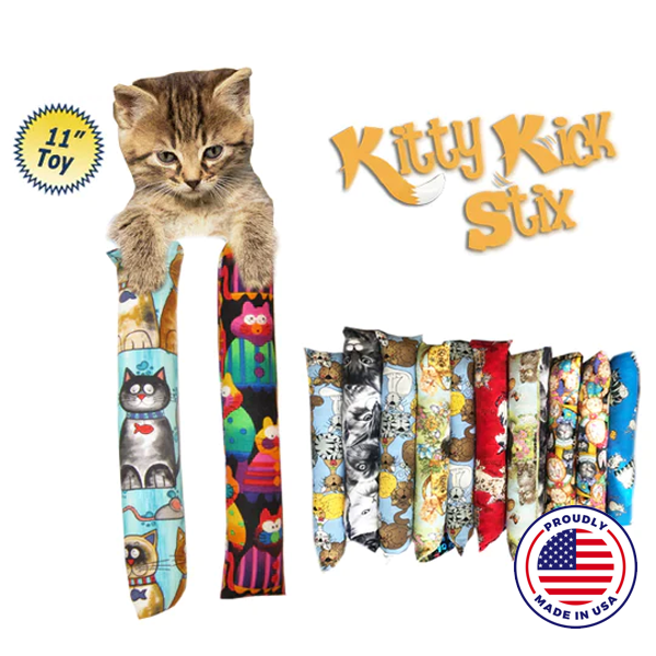 USA Kitty Kick Stick Catnip Kickers Set of (2) 11" Toys
