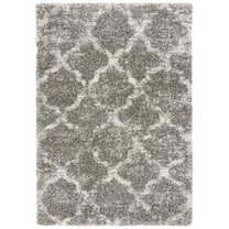 SAFAVIEH Hudson Jacqueline Quatrefoil Shag Area Rug, Grey/Ivory, 7' x 7' Square
