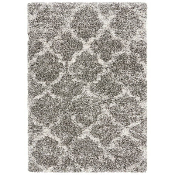 SAFAVIEH Hudson Jacqueline Quatrefoil Shag Area Rug, Grey/Ivory, 7' x 7' Square