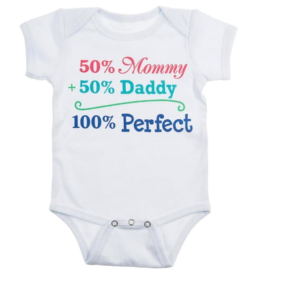 50% Mommy + 50% Daddy = 100% Perfect Baby Onesie - By Ganz