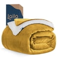 thumbnail image 1 of Cobija Cobertor Aborregado Matrimonial Frazada Ultra Suave 100% Microfibra de Poliéster Mostaza Laila Comfort, 1 of 8