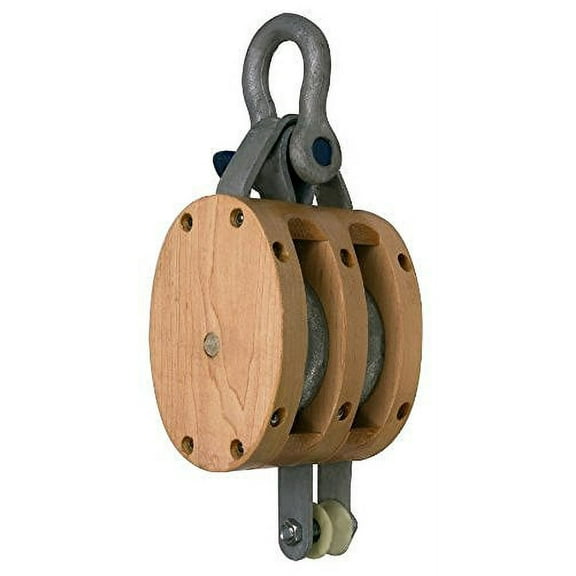 Apex Tool 7206935 4" Wood Double Block, with Screw Pin Anchor Shackle