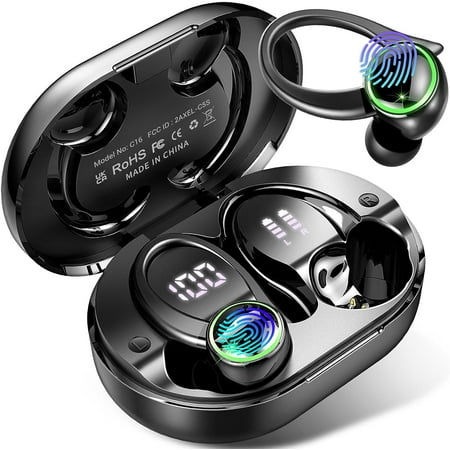 MFLEL Earbuds for Doogee S61 Pro Bluetooth 5.3 Headphones 3D Stereo with Earhook 40H Touch Control Over Ear Headphones IP7 Waterproof Earphones Built-in Mic