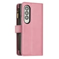 thumbnail image 3 of Wallet Case Compatible with Samsung Galaxy Z Fold 3 5G, Luxury ID Cash Credit Card Slots Zipper Holder Carrying Pouch Folio Flip PU Leather Cover [Detachable Crossbody Strap & Wrist Strap], Pink, 3 of 8