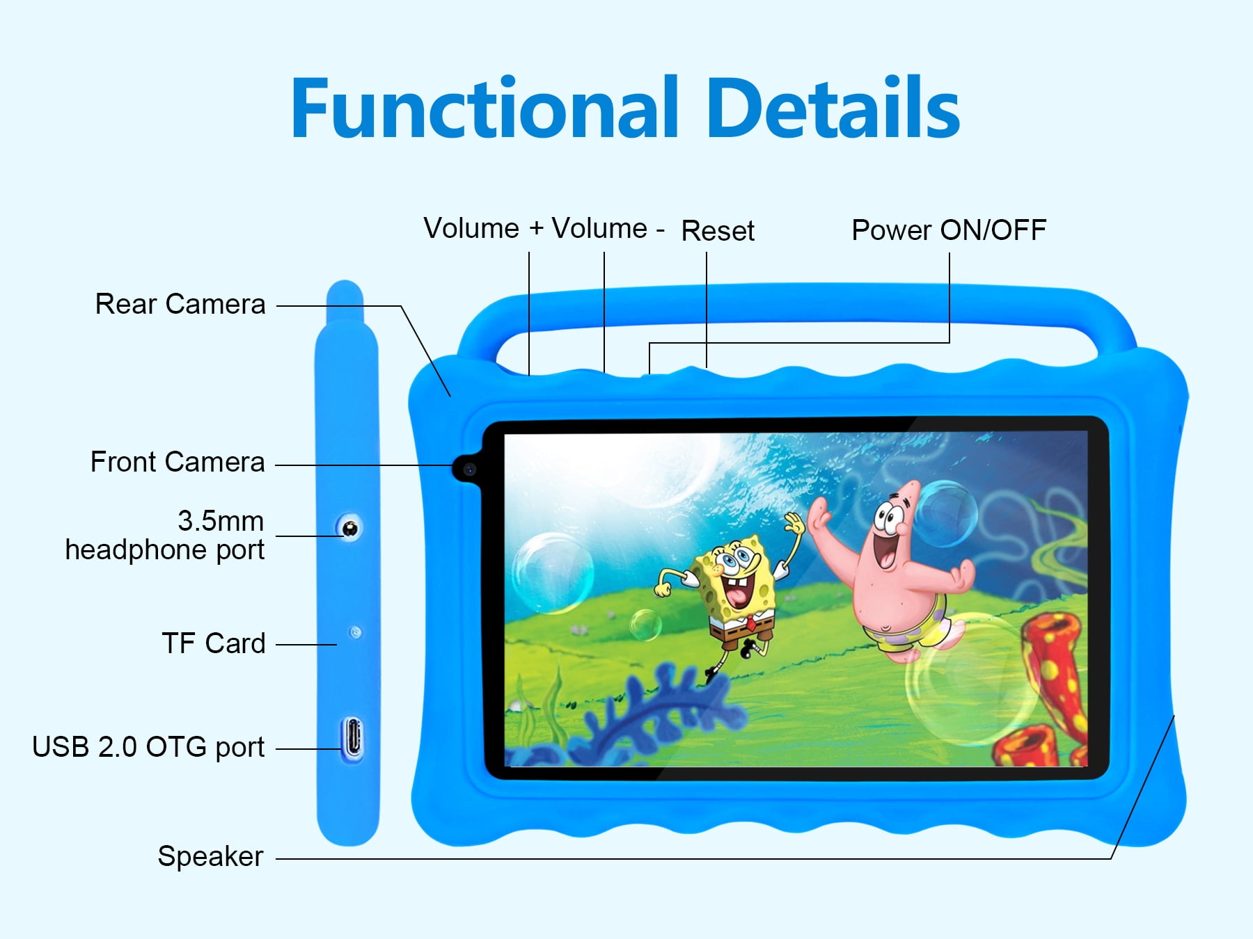 2024 BYYBUO K7 Kids Tablet,7 inch Android Tablet for Kids,2GB +32GB Storage,Toddler Tablet with Drop Protection Case and Eye Protection Screen, WIFI Bluetooth Gift for Kids (Dark blue)