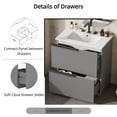 thumbnail image 6 of 30" Fluted Design Bathroom Vanity with Storage, Modern Minimalist Bathroom Vanity with Soft Close Drawers, Freestanding Storage Cabinet with Ceramic Sink for Bathroom, Gray, 6 of 7