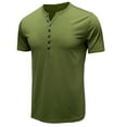 thumbnail image 2 of Yoodem Mens Shirts Men's T-shirts Bottoming Solid Top and Neck Color Shirt Summer Blouse Round Men's Short-sleeved Button Spring Men's Blouse Shirts for Men Green S, 2 of 5