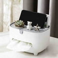 thumbnail image 2 of SIYTUAU Tissue Box Cover With Remote Control Organizer Compartments Upscale Meal Desktop Storage For Living Room Home Office Gray, 2 of 7